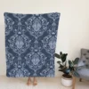 Grey Chateau Damask Smalt Blue Fleece Blanket