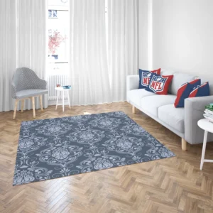 Grey Chateau Damask Smalt Blue Rug 2