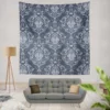 Grey Chateau Damask Smalt Blue Wall Tapestry