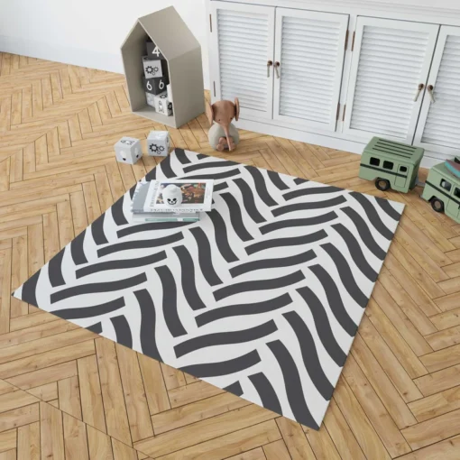 Grey Herringbone Wavy Chevron Rug 1