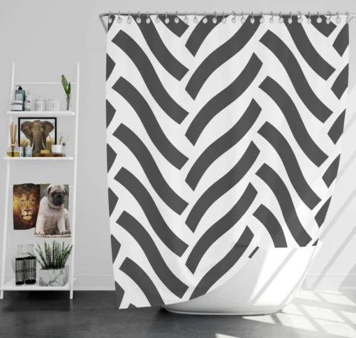 Grey Herringbone Wavy Chevron Shower Curtain