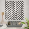 Grey Herringbone Wavy Chevron Wall Tapestry