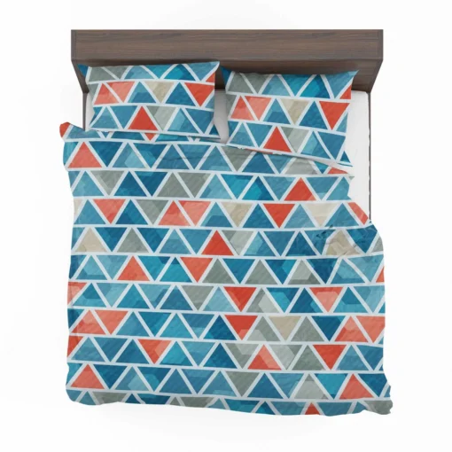 Grey Orange Blue Triangle Bedding Set 2