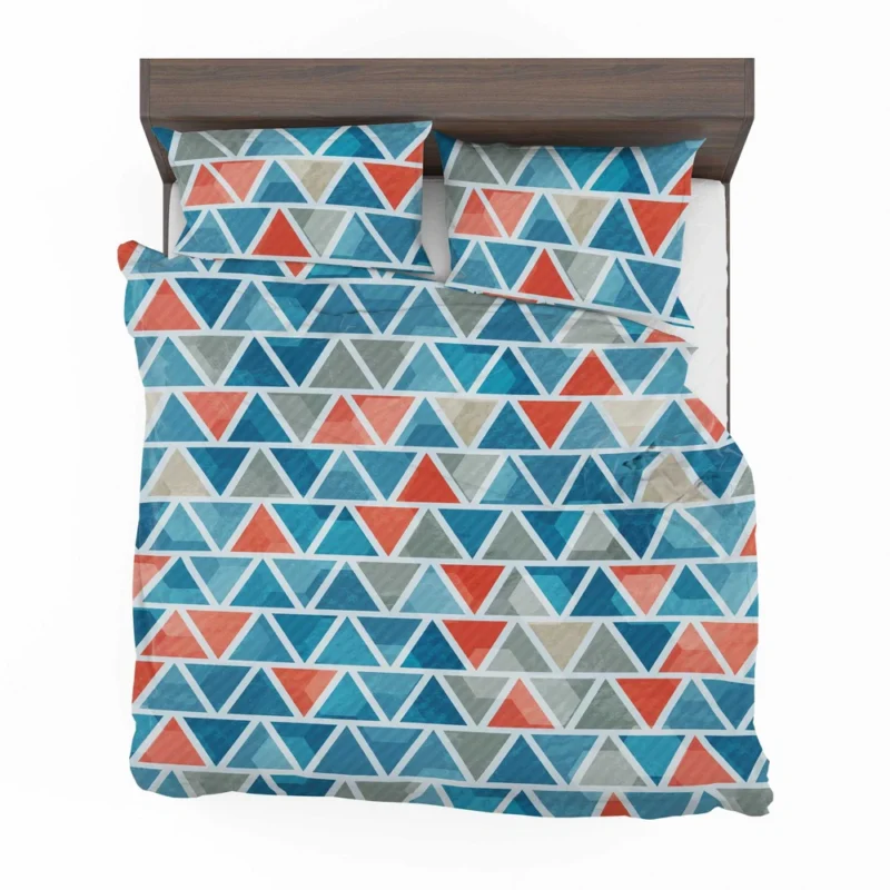 Grey Orange Blue Triangle Bedding Set 2