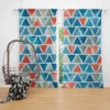 Grey Orange Blue Triangle Curtain