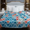 Grey Orange Blue Triangle Duvet Cover