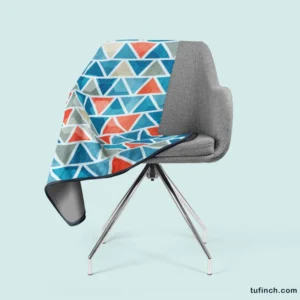 Grey Orange Blue Triangle Fleece Blanket 2