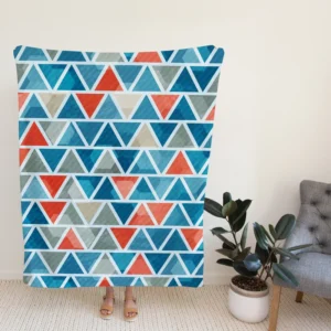 Grey Orange Blue Triangle Fleece Blanket