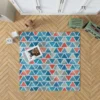 Grey Orange Blue Triangle Rug