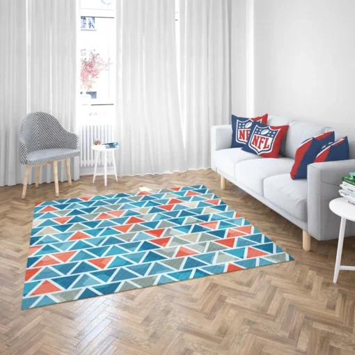 Grey Orange Blue Triangle Rug 2