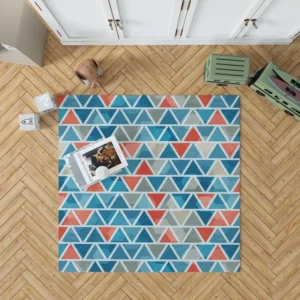 Grey Orange Blue Triangle Rug