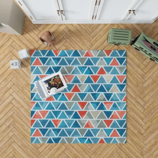 Grey Orange Blue Triangle Rug