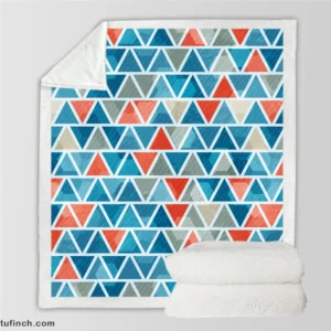 Grey Orange Blue Triangle Sherpa Fleece Blanket