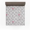 Grey Pattern Pink Flowers Fitted Sheet