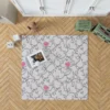 Grey Pattern Pink Flowers Rug