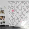 Grey Pattern Pink Flowers Shower Curtain