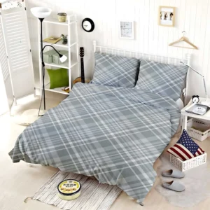 Greyish Elegant Check Plaid Bedding Set