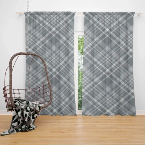 Greyish Elegant Check Plaid Curtain