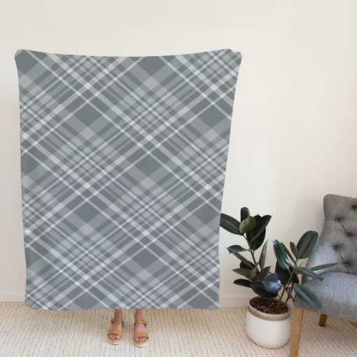 Greyish Elegant Check Plaid Fleece Blanket