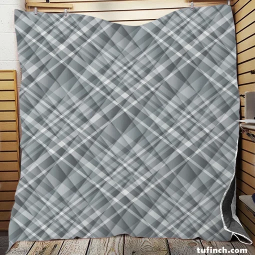 Greyish Elegant Check Plaid Quilt Blanket