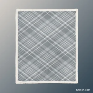 Greyish Elegant Check Plaid Sherpa Fleece Blanket 1