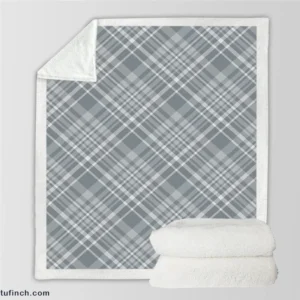 Greyish Elegant Check Plaid Sherpa Fleece Blanket