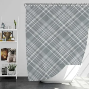 Greyish Elegant Check Plaid Shower Curtain