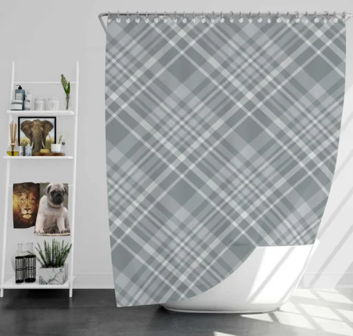 Greyish Elegant Check Plaid Shower Curtain