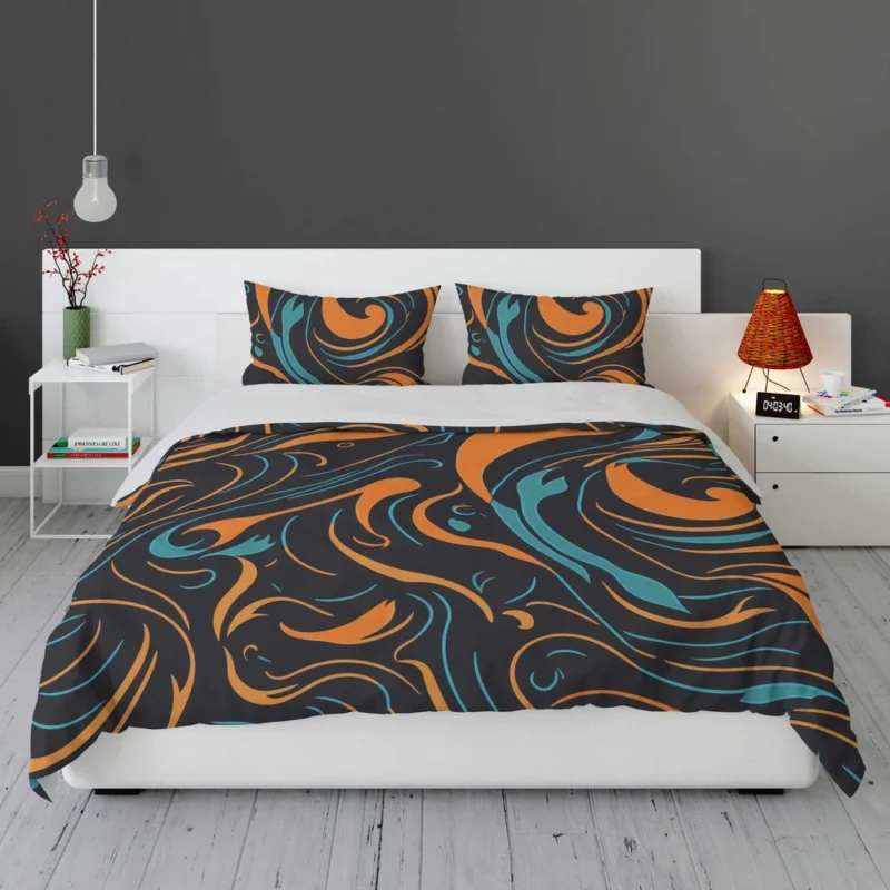 Groovy Hippie 70s Swirl Pattern Bedding Set 1