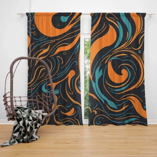 Groovy Hippie 70s Swirl Pattern Curtain