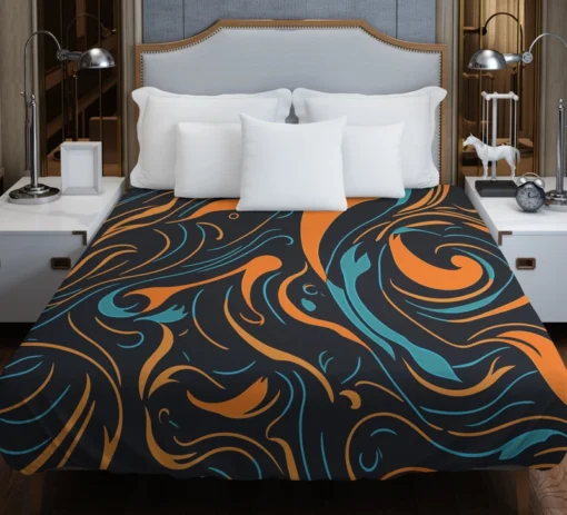 Groovy Hippie 70s Swirl Pattern Duvet Cover