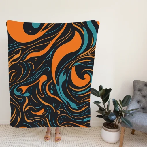 Groovy Hippie 70s Swirl Pattern Fleece Blanket