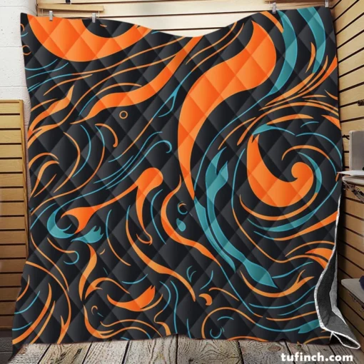 Groovy Hippie 70s Swirl Pattern Quilt Blanket