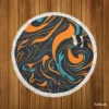 Groovy Hippie 70s Swirl Pattern Round Beach Towel