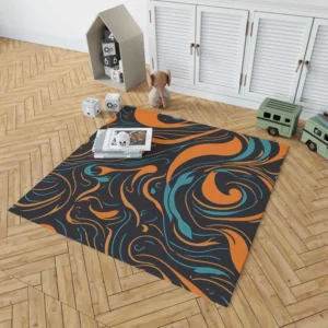 Groovy Hippie 70s Swirl Pattern Rug 1