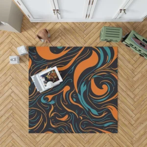 Groovy Hippie 70s Swirl Pattern Rug