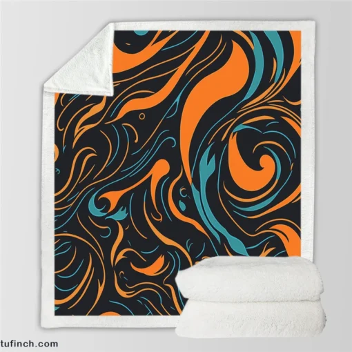 Groovy Hippie 70s Swirl Pattern Sherpa Fleece Blanket