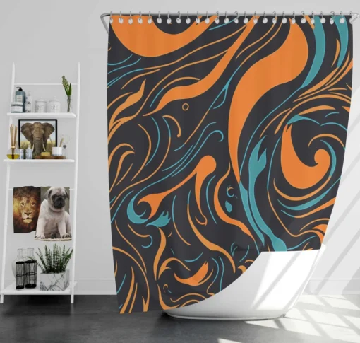 Groovy Hippie 70s Swirl Pattern Shower Curtain