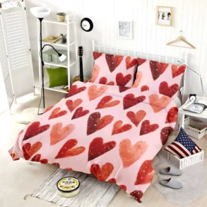 Guardsman Red And Pinkish Orange Hearts Bedding Set