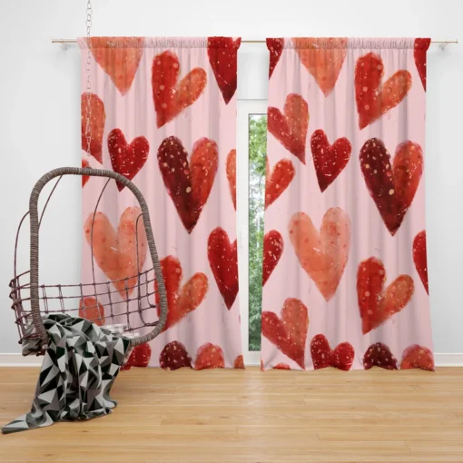 Guardsman Red And Pinkish Orange Hearts Curtain