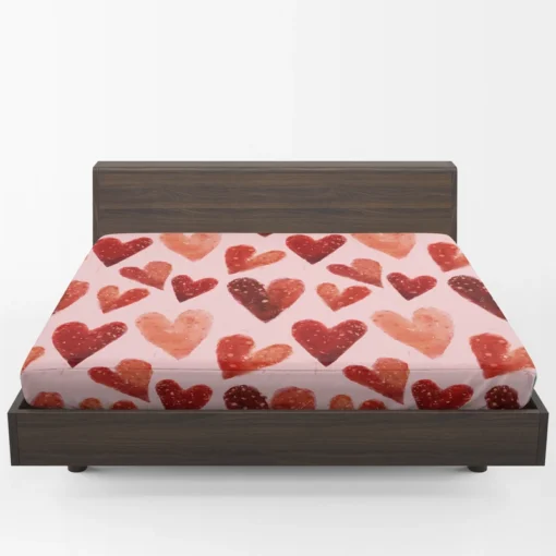 Guardsman Red And Pinkish Orange Hearts Fitted Sheet 1