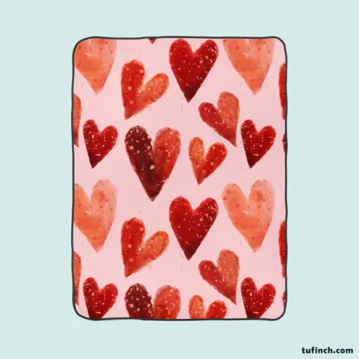 Guardsman Red And Pinkish Orange Hearts Fleece Blanket 1