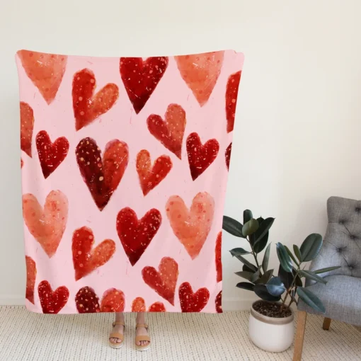 Guardsman Red And Pinkish Orange Hearts Fleece Blanket