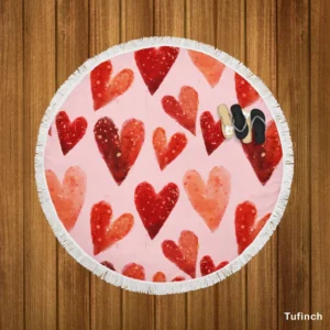 Guardsman Red And Pinkish Orange Hearts Round Beach Towel