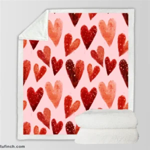 Guardsman Red And Pinkish Orange Hearts Sherpa Fleece Blanket