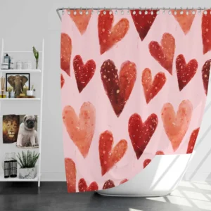 Guardsman Red And Pinkish Orange Hearts Shower Curtain