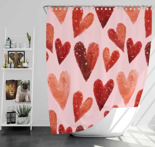 Guardsman Red And Pinkish Orange Hearts Shower Curtain