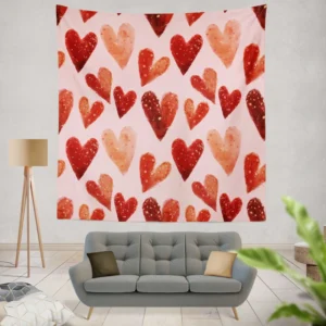 Guardsman Red And Pinkish Orange Hearts Wall Tapestry