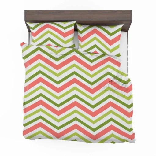 Guava Colored Chevron Design Bedding Set 2