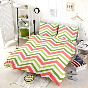 Guava Colored Chevron Design Bedding Set